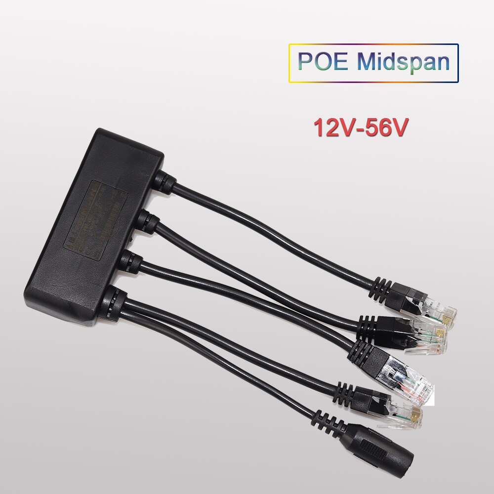 4 In 1 Power Over Ethernet Midspan Splitter Switch 10/100mbps IEEE802.3at/af 2A IP Camera Poe Splitter