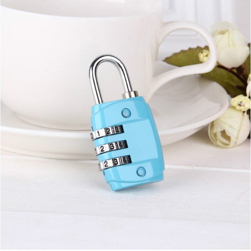 Padlock 3 Dial Digit Password Combination Password Lock Suitcase Luggage Metal Code Lock Mini Coded Keyed Anti-Theft Locks: blue