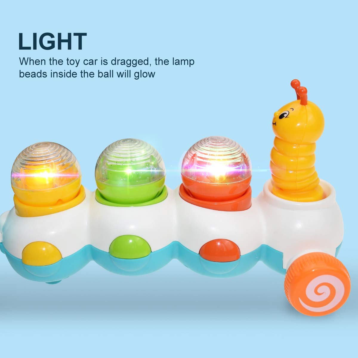 Baby Kleinkinder Spielzeug Musical Pull Entlang Wurm Spielzeug mit Licht und Sound Lernen, zu Gehen Baby Blinkende Spielzeug für Jungen mädchen Geburtstag