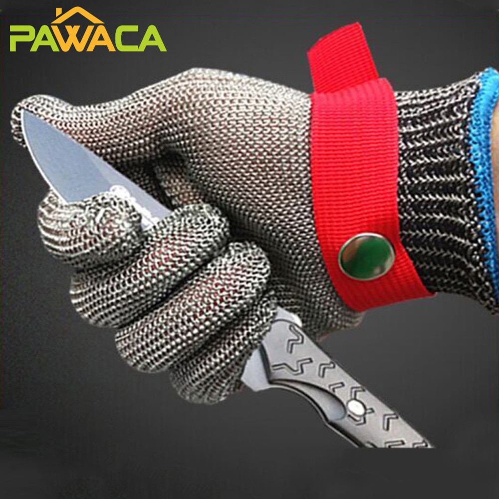 1Pc Rvs Draad Anti Cut Handschoenen & 1Pc Wit Nylon Handschoenen Wearable Duurzaam Keuken Outdoor Bbq Grill beschermende Handschoenen