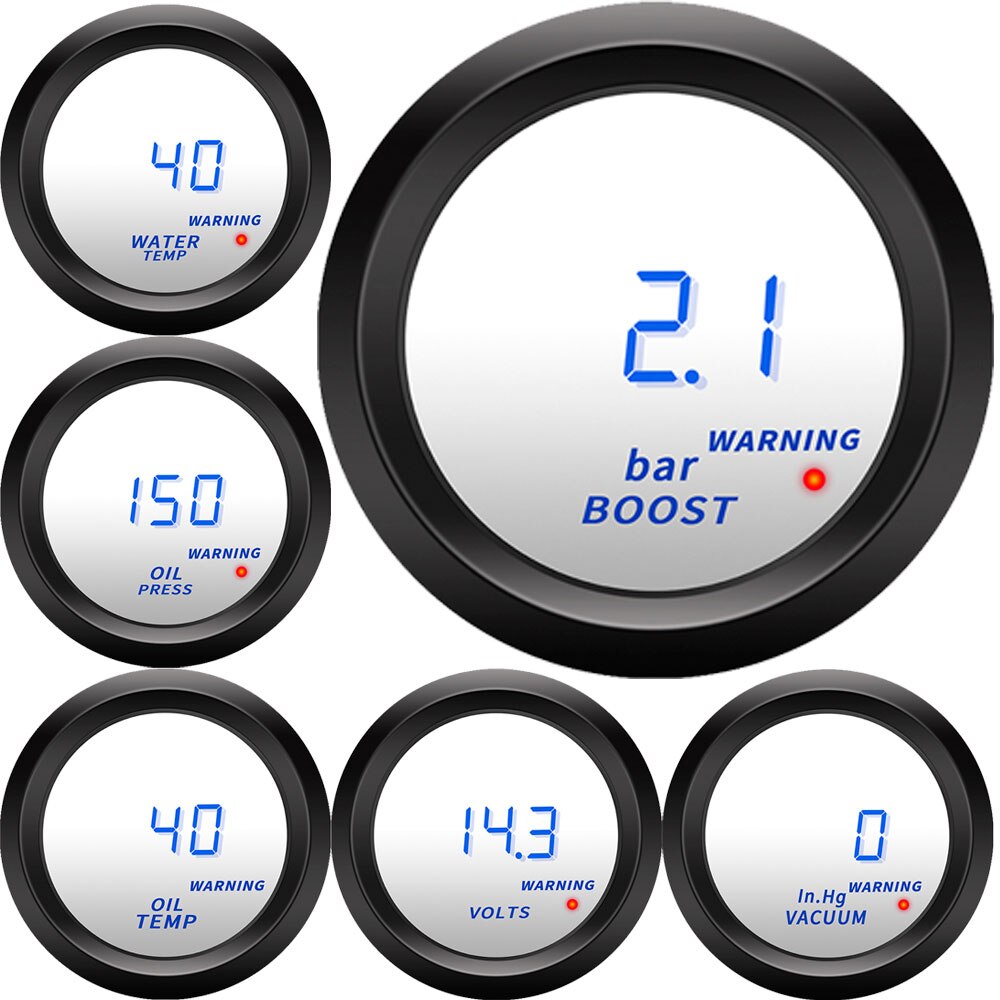 2 Inch 52 Mm Turbo Boost Gauge Vacuüm Druk Meter-30 ~ 30 Psi Bar Blauwe Led 12V water Temp Oliedruk Gaugetachometer Controller