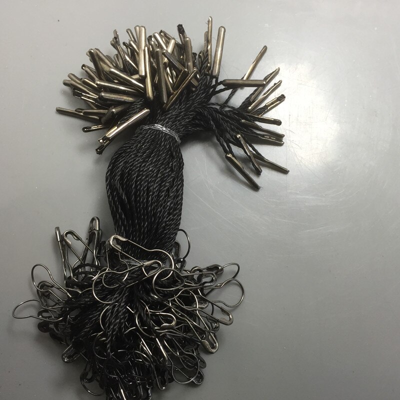 Fashionable Metal Pin Hangtag String Loop Plastic Hang Tag Cord For Garment: black thin