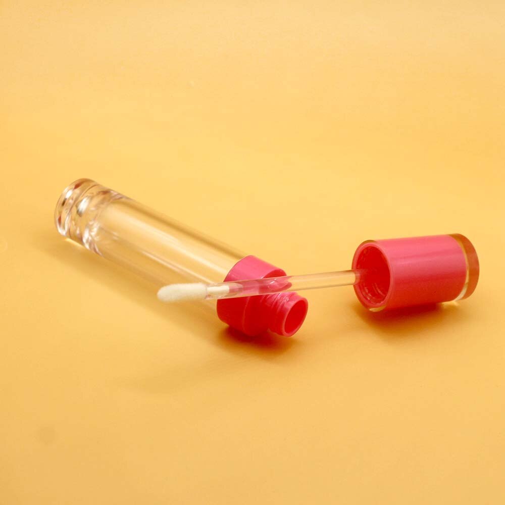 8ml plastik tykvæggede klar cylindrisk lipgloss tom tube kosmetisk pink lipgloss stick emballagebeholder: Rød