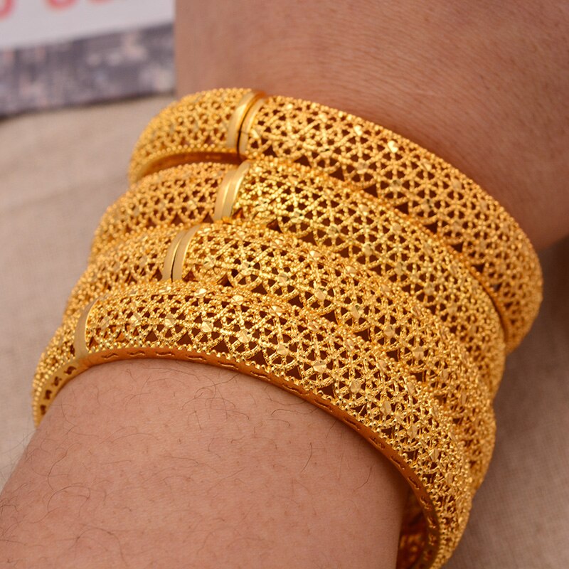24k 1 stk dubai brud gullfarge armbånd for kvinner etiopisk armbånd armbånd afrikanske smykker midtøsten arabiske ornamenter