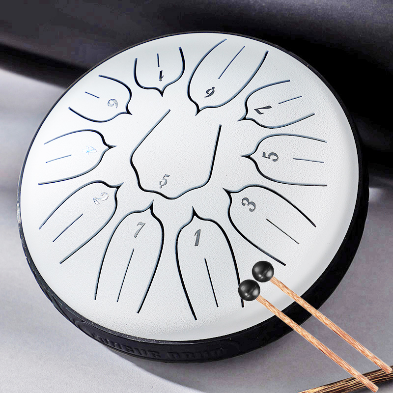Hluru 6 Inch Steel Tongue Drum 11 Notes Tank Drum D5 Glucophone Handpan Meditation Yoga for Kids