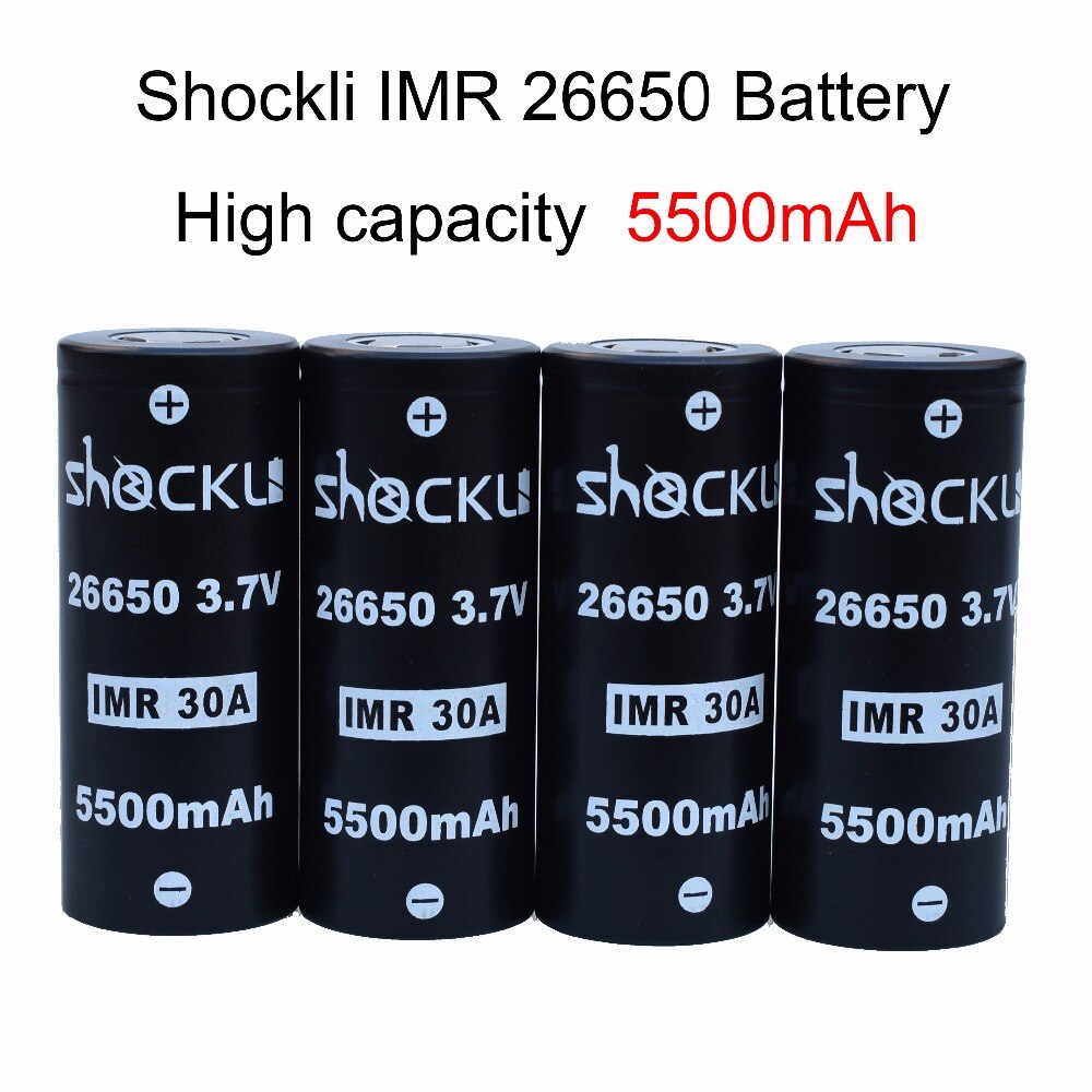 Shockli 26650 5500mAh lithium battery 3.7V 5500mAh 26650 li-ion rechargeable batterie 30A for high power flashlights Emisar D4s