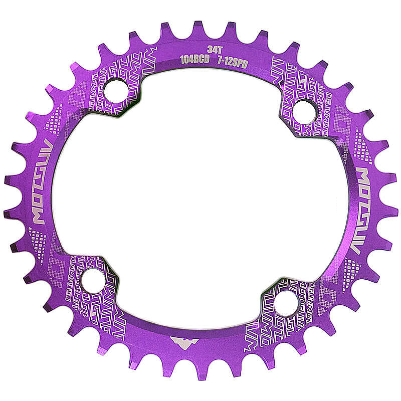 Motsuv ovaal kettingblad 104 bcd voor shimano mtb fiets kettingblad 32t 34 36 38t ultralichte tandplaat kettingwiel 104 bcd: Paars / 32t