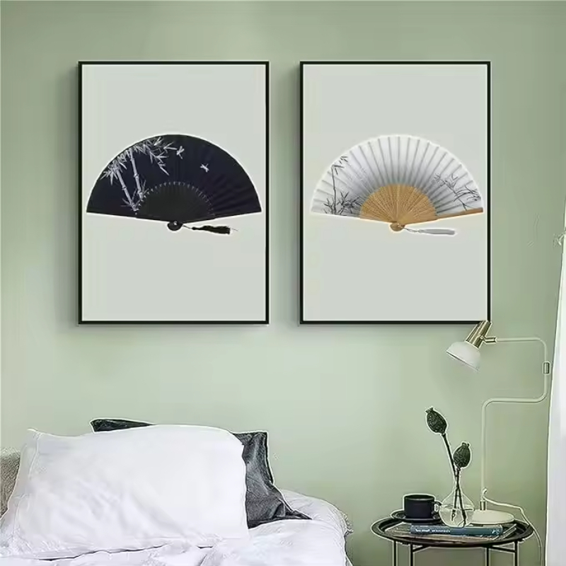 Abanico plegable de mano de seda con estampado de estilo japonés chino tradicional, borla de mango de madera, de boda , decoración del hogar