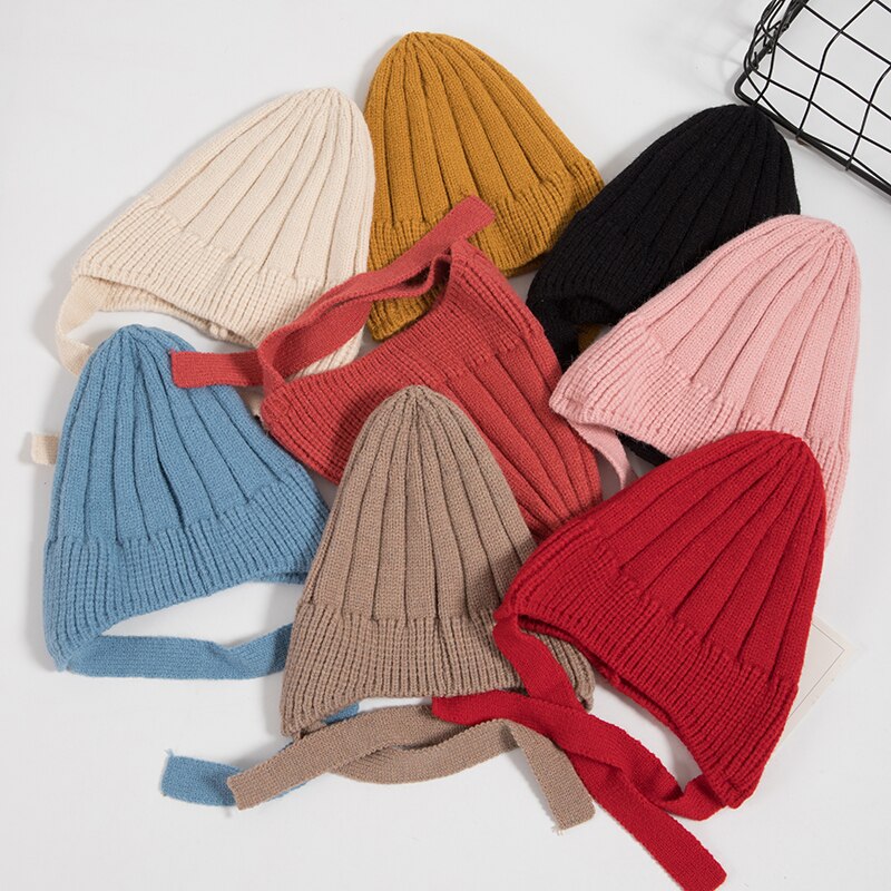 Suave, de punto bebé sombrero foto recién gorra con accesorios de Color sólido Infantil Niño niña gorro otoño invierno cálido Gorro con orejas
