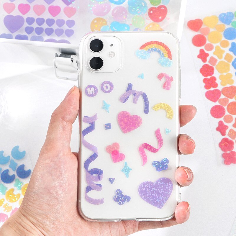 Rosa Bling funkeln Band Herz Aufkleber Album Polaroid Dekorative Party Spitze Rolle Scrapbooking Selbst Klebe DIY Handwerk Aufkleber