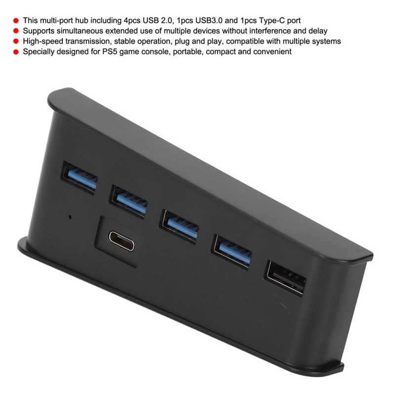 Für PS5 6in1 USB Hub USB-Splitter Expander Hub Adapter Geschwindigkeit USB A Typ C 3,0