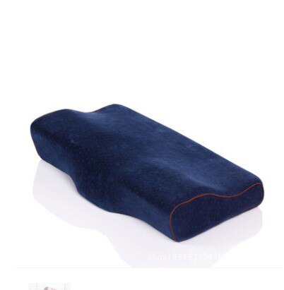 Orthopedische Geheugen Kussen Voor Nekpijn Bescherming Trage Rebound Memory Foam Kussen Gezondheidszorg Cervicale Nek Kussensloop: Navy with cover