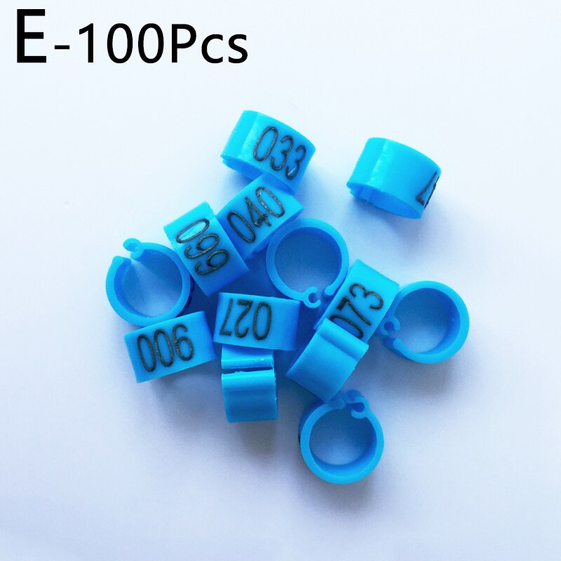 100Pcs Identify Ring Digital Pigeon Foot Rings Carrier Home Bird Parrots Training Feeding Supplies Leg Number Pets Birds Bands: E