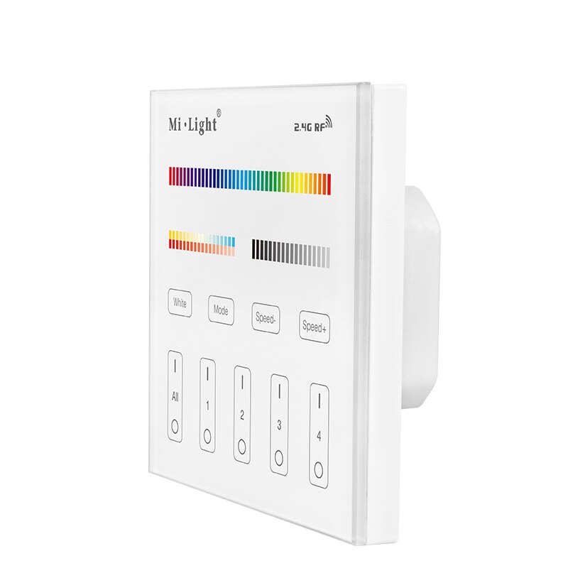 Ac90-240v- panel følsom rørende fjernbetjening til enkeltfarvet cct rgb rgbw rgb + cct led strip lys 4 zone