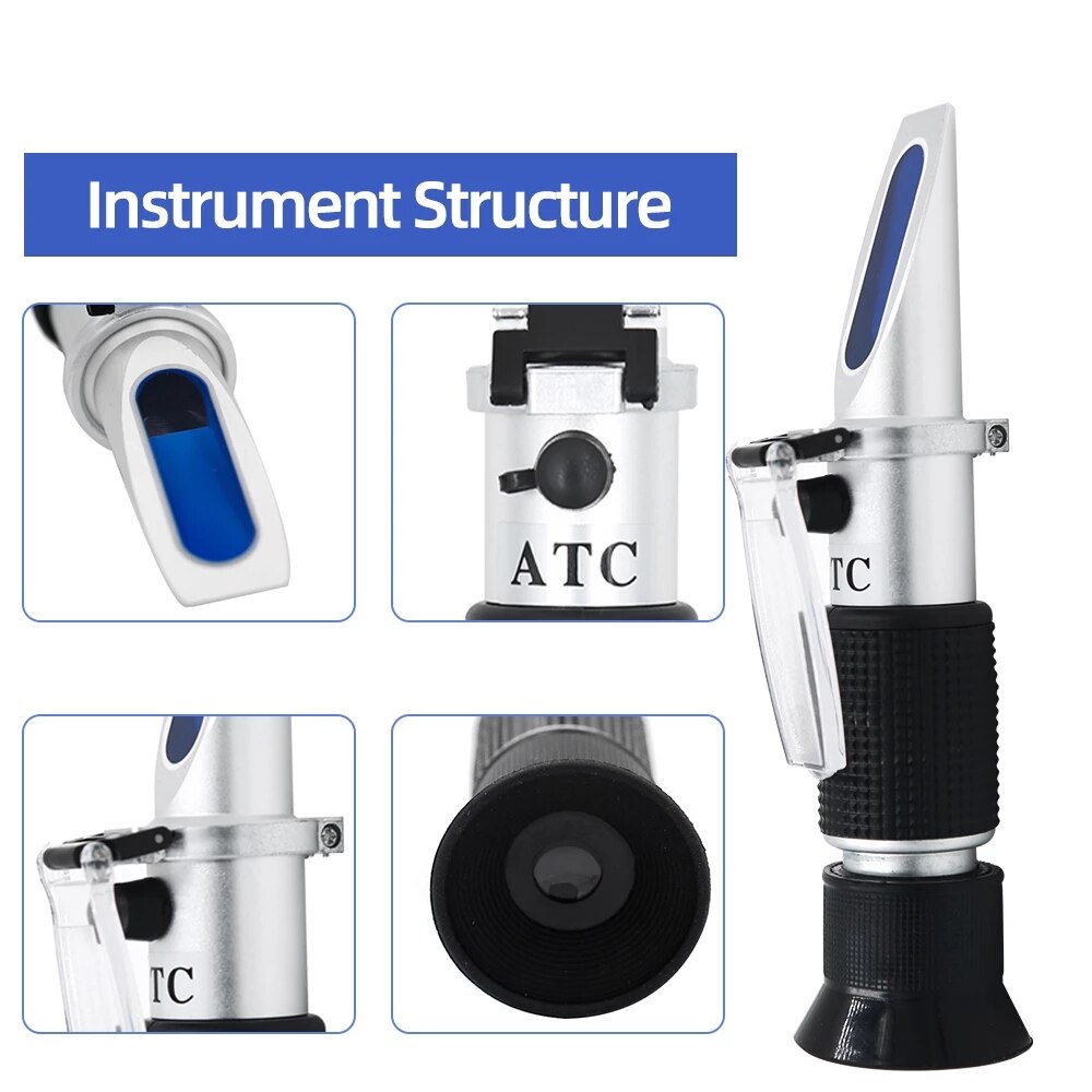 4 In 1 Hand Held Refractometer Voertuig Ureum Tester 30-35% Adblue Vloeistof Glycol Batterij Antivries Concentratie Meter Atc