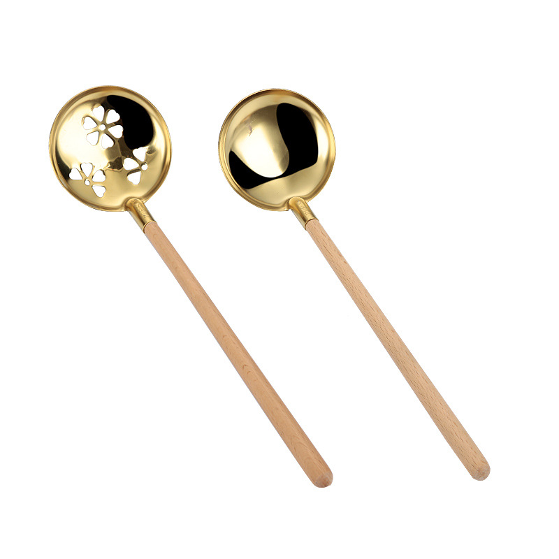 Stainless Steel Soup Spoon/Colander Durable Anti-Corrosion Kitchen Utensils Anti-scald and heat-insulation spoon Soup Pot