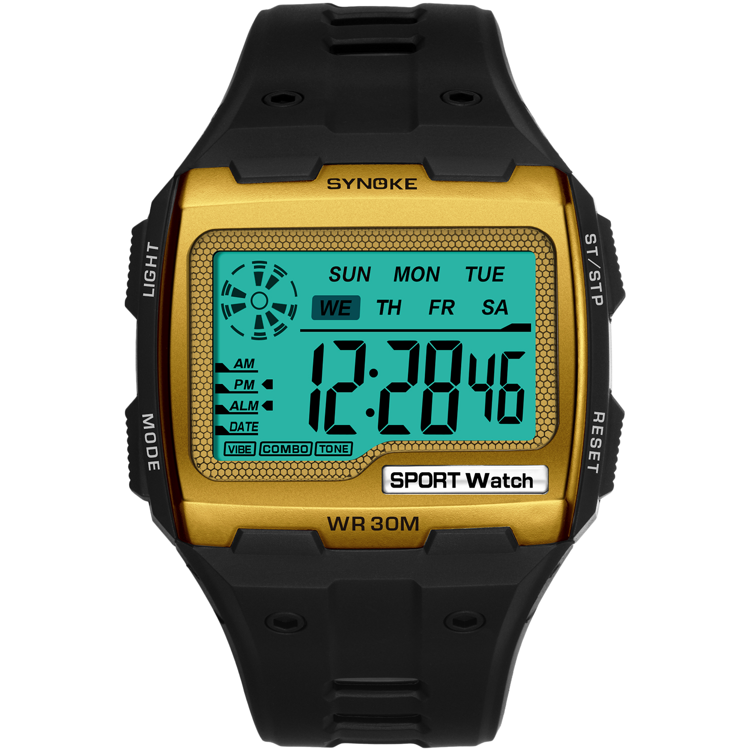 Synoke Sport Mannen Digitale Horloges Casual Grote Wijzerplaat Waterdicht Wekker Stopwatch Chronograaf Led Display Relogio Masculino