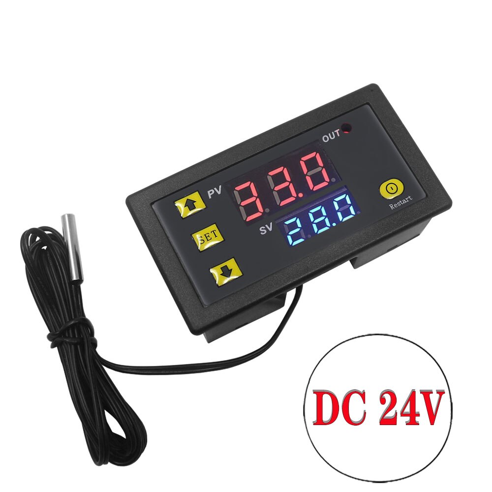 Nashone digital temperaturregulator med opvarmningskøling instrument led display  ac 110 220v dc 12v 24v 20a termostat: Dc 24v