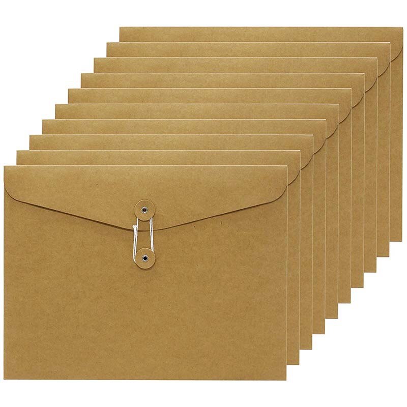 10Er Document Case Made Of Cardboard / Kraft Paper in A4 Format, Document Folder, Briefcase, Folder for Office School: Default Title