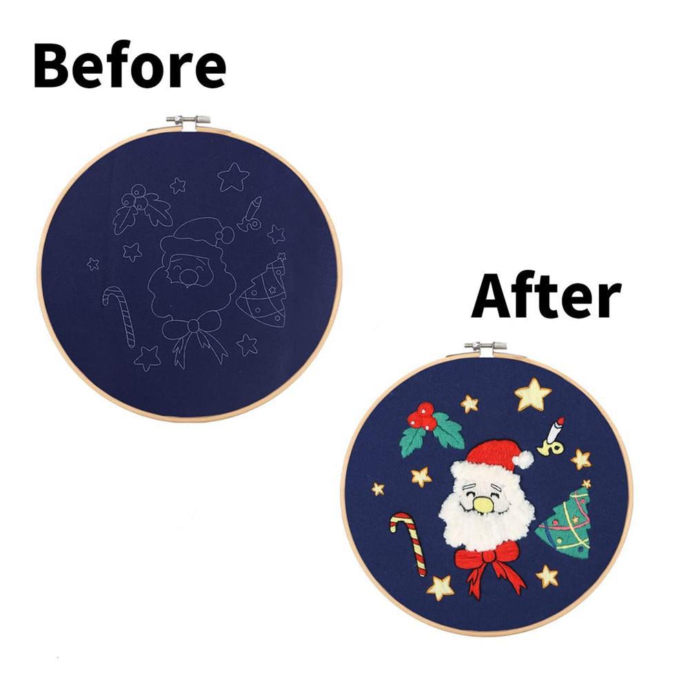 Christmas Patterns Embroidery Kit for Beginners Cross Stitch Embroidery Hoop Embroidery Color Floss Kit