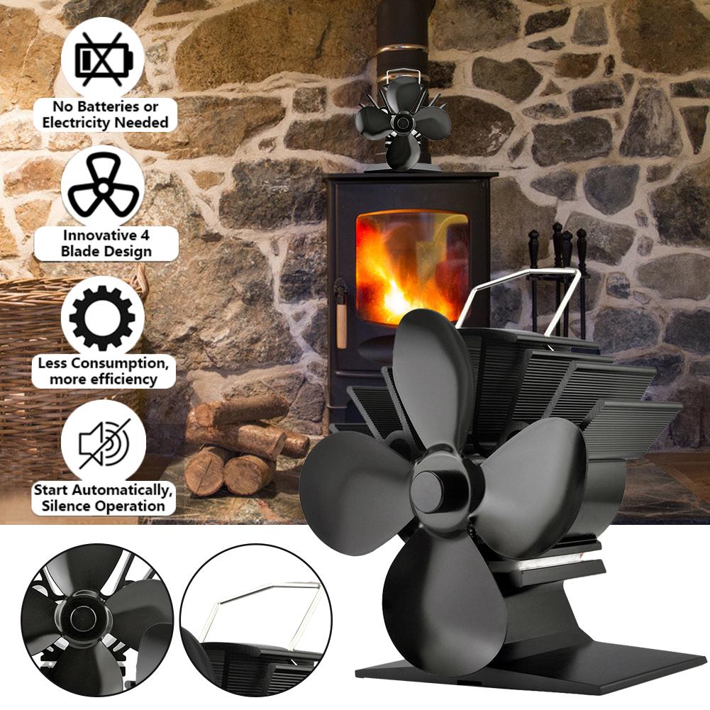Thermal Power Fan Fireplace Fan 5 Blade Heat Powered Stove Fan Wood Log Burner Fireplace Eco Friendly Fan Heat Distribution