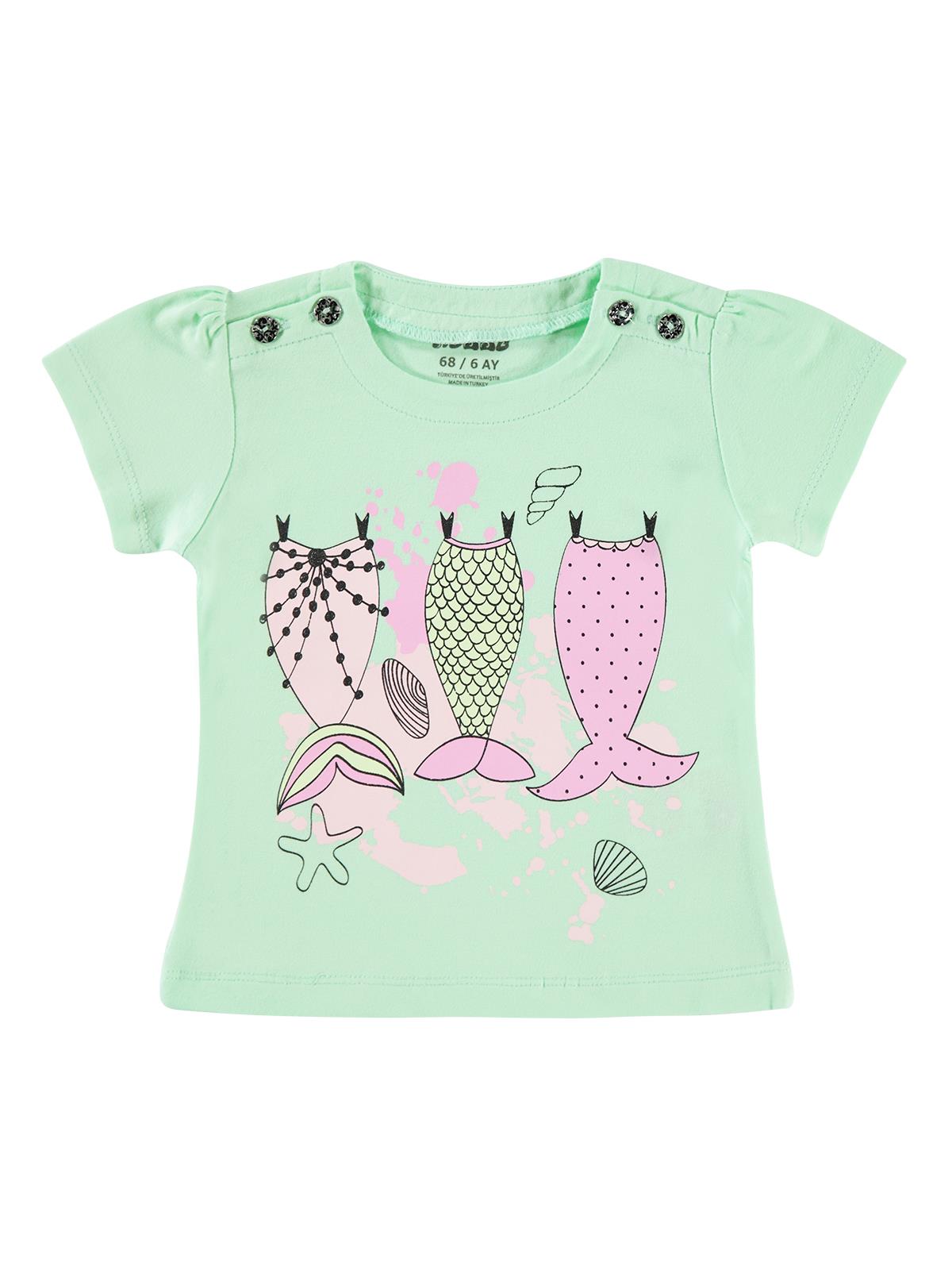 Camiseta de Algodão Casual Summer Fashion Short-Manga блузка 6-18 Mês Civil Da Menina T-Shirt Do Bebê Dos Desenhos Animados de Algodão % 90 elastano % 10: Mint Green / 12 m