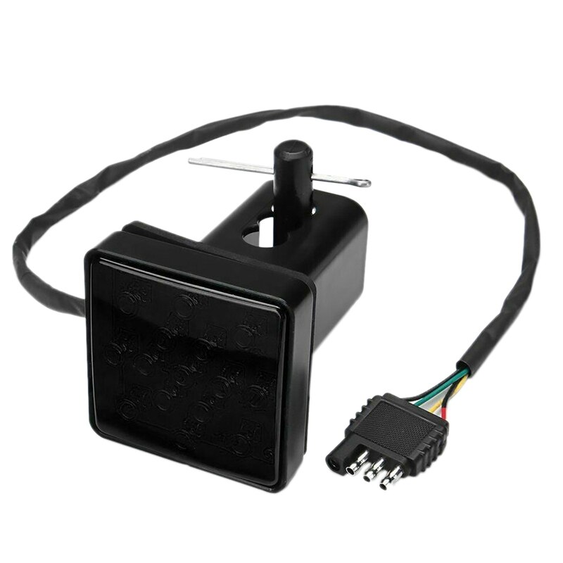 Smoked Lens 15-LED Tow Hitch Receiver with Strobe Feature Brake Tail Light for Truck SUV 2-Inch Towing Adapter Hole