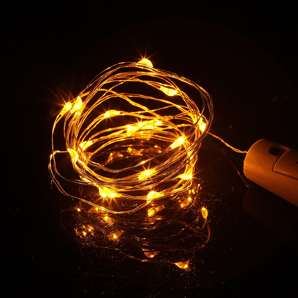 Battery Powered 20pcs/lot 2M 20LED Decorative lamp Wine Bottle Stopper Light Cork Shaped for Party Wedding Bedroom Home: Yellow