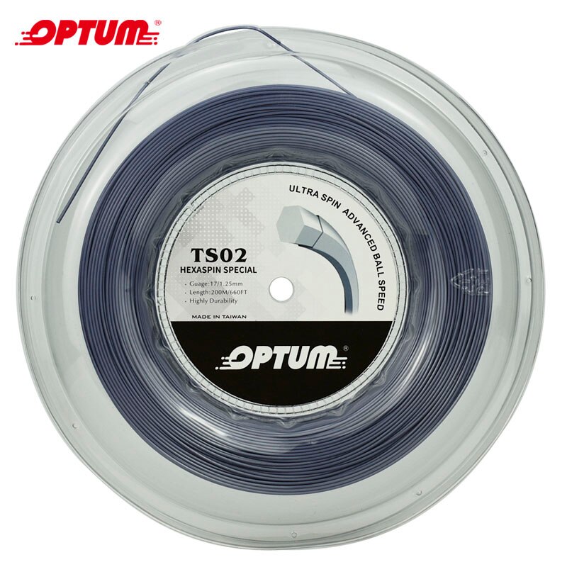 Optum hexraspin especial 1.25mm hexagonal tennis string top-spin poliéster raquete corda torção durável gym string 200 m/carretel: GRAY