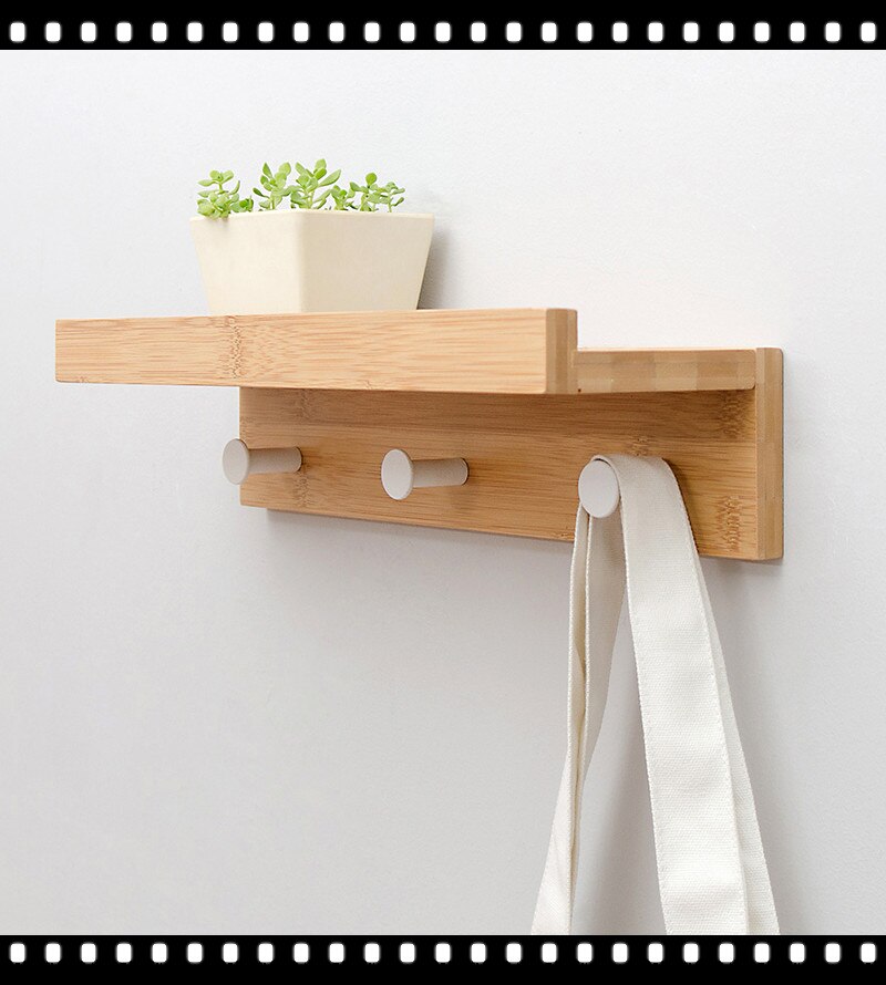 Estante de pared de madera para el hogar, organizador de artículos diversos, soporte de decoración de pared, colgador de llaves, estantes de almacenamiento con colgante WF: Wood 3 Hooks