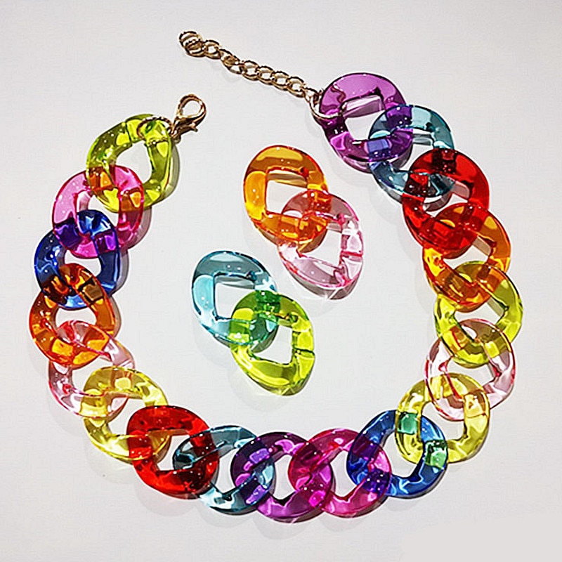 Fishsheep Transparant Acryl Ketting Grote Ketting Voor Vrouwen Kleurrijke Clear Choker Kraag Ketting Mode-sieraden