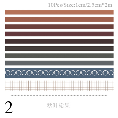 10Pcs/Set Decorative Adhesive Tape Kawaii Masking Tape Cute Grid Washi Tape Set For Kids DIY Scrapbooking Diary Photos Albums: 2
