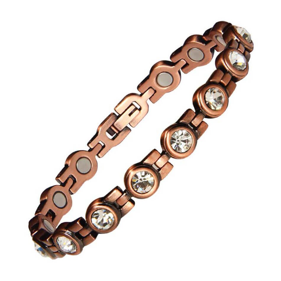 Rhinestone Woman Magnetic Power Bracelet Health Energy Gold Jewelry Lady Stainless Steel Bracelets Bangles