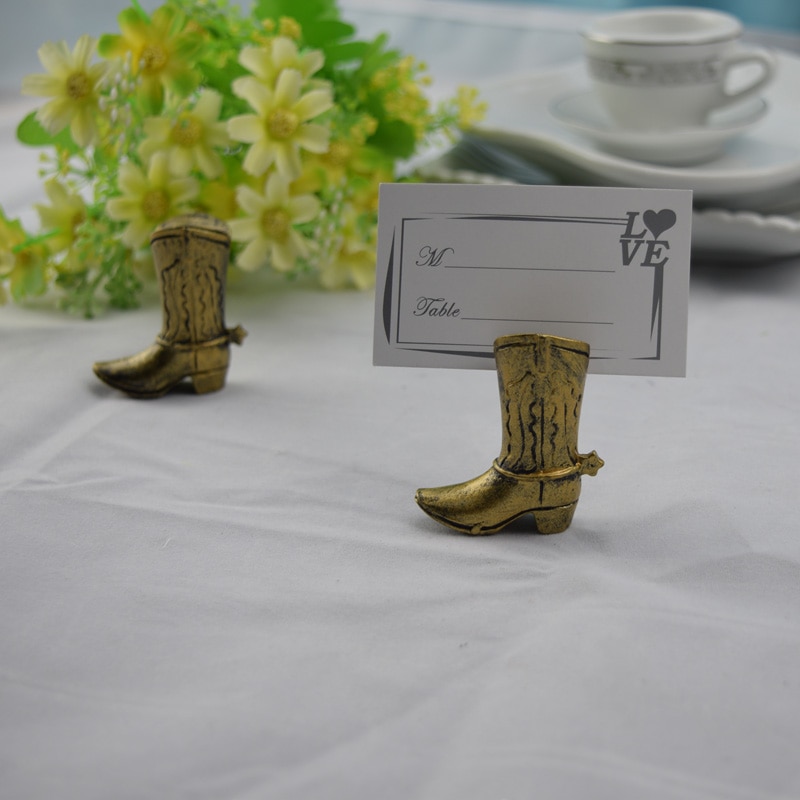 30 stks/partij mooie hars laarzen bruiloft tafel decoratie van laarzen plaats kaarthouder naam houder gunsten en