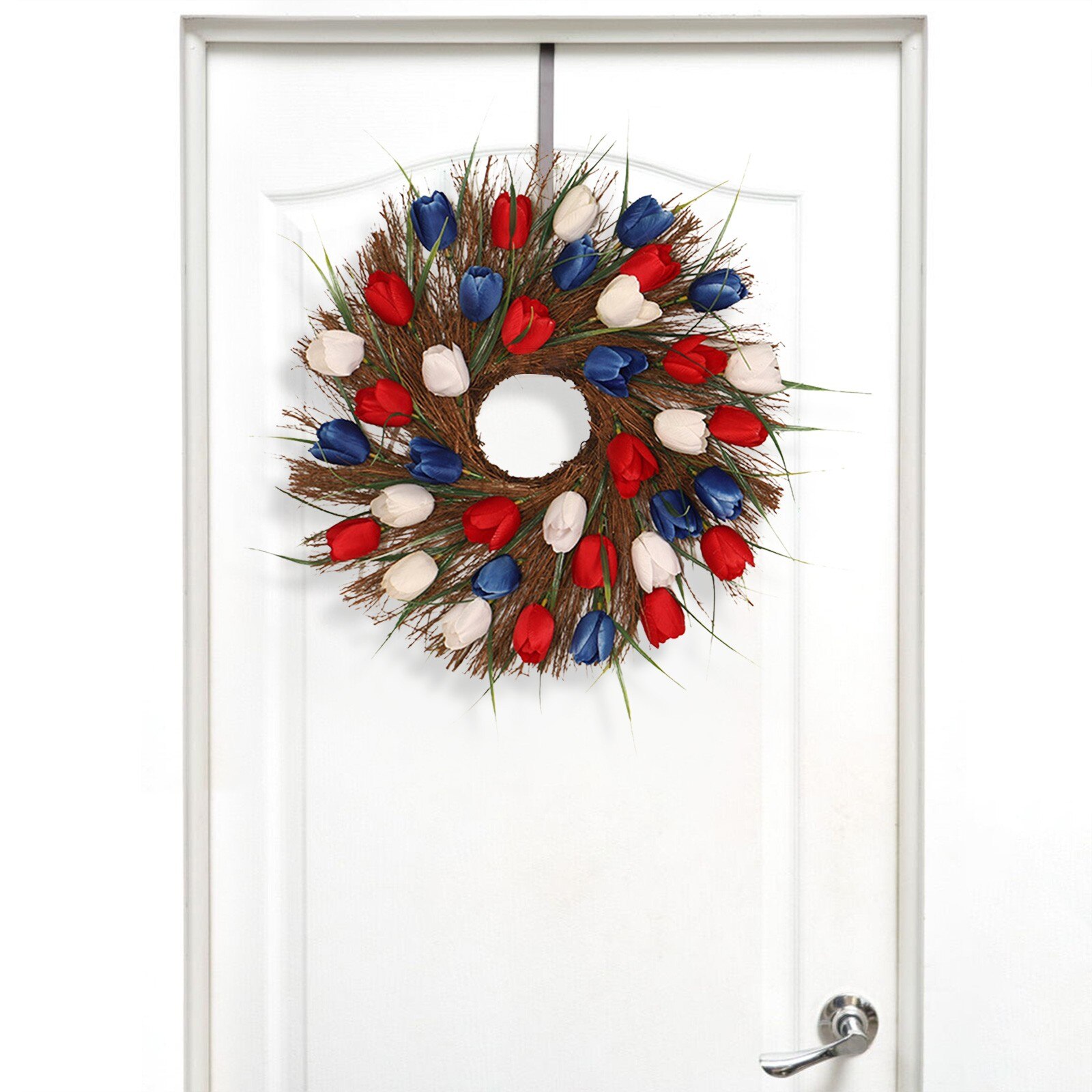 Artificial Tulip Front Door flower Wreath Pumpkin Berry Maple Leaves Party Wedding Hanging Decor flower Wreath Hanging Decor