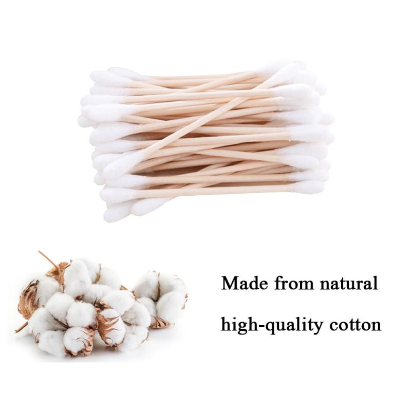 500/200/100Pcs Wegwerp Double Headed Wattenstaafjes Make Wattenstaafjes Neus Oor Schoonmaken Wood Sticks Katoen swabs Cotonete