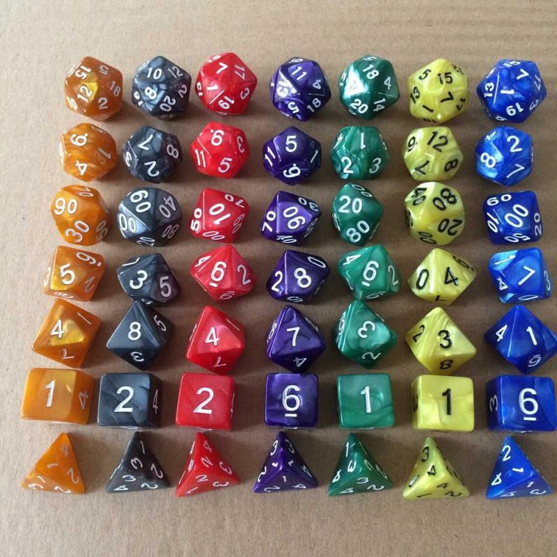 7 teile/satz Spiel Multi Seiten Würfel Spiel Spielen Gemischt Farbe D4 D6 D8 D10 D12 D20 DND DiceFor Parteien TRPG gamer