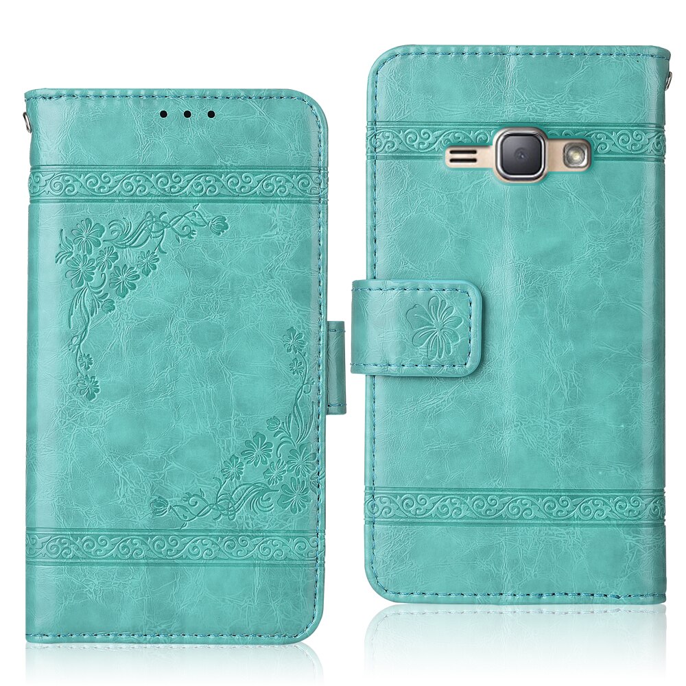 J1 J120 J120F SM-J120F Case Flip Portemonnee Lederen Case Voor Op Samsung Galaxy J1 J120 Back Cover J12016 J 120 Coque: oil-Green