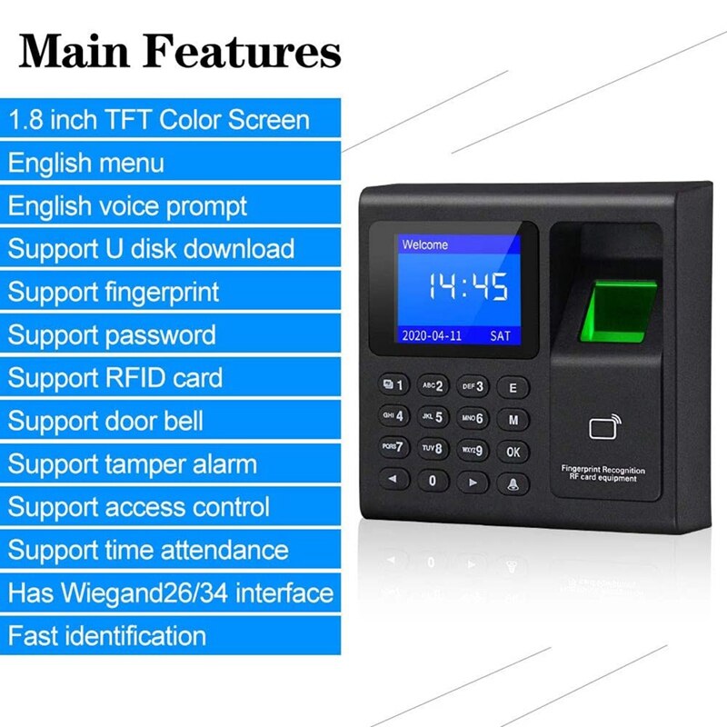 Biometrische Rfid Toegangscontrole Systeem Rfid Keypad Usb Vingerafdruk Systeem Elektronische Tijd Klok Aanwezigheid Machine