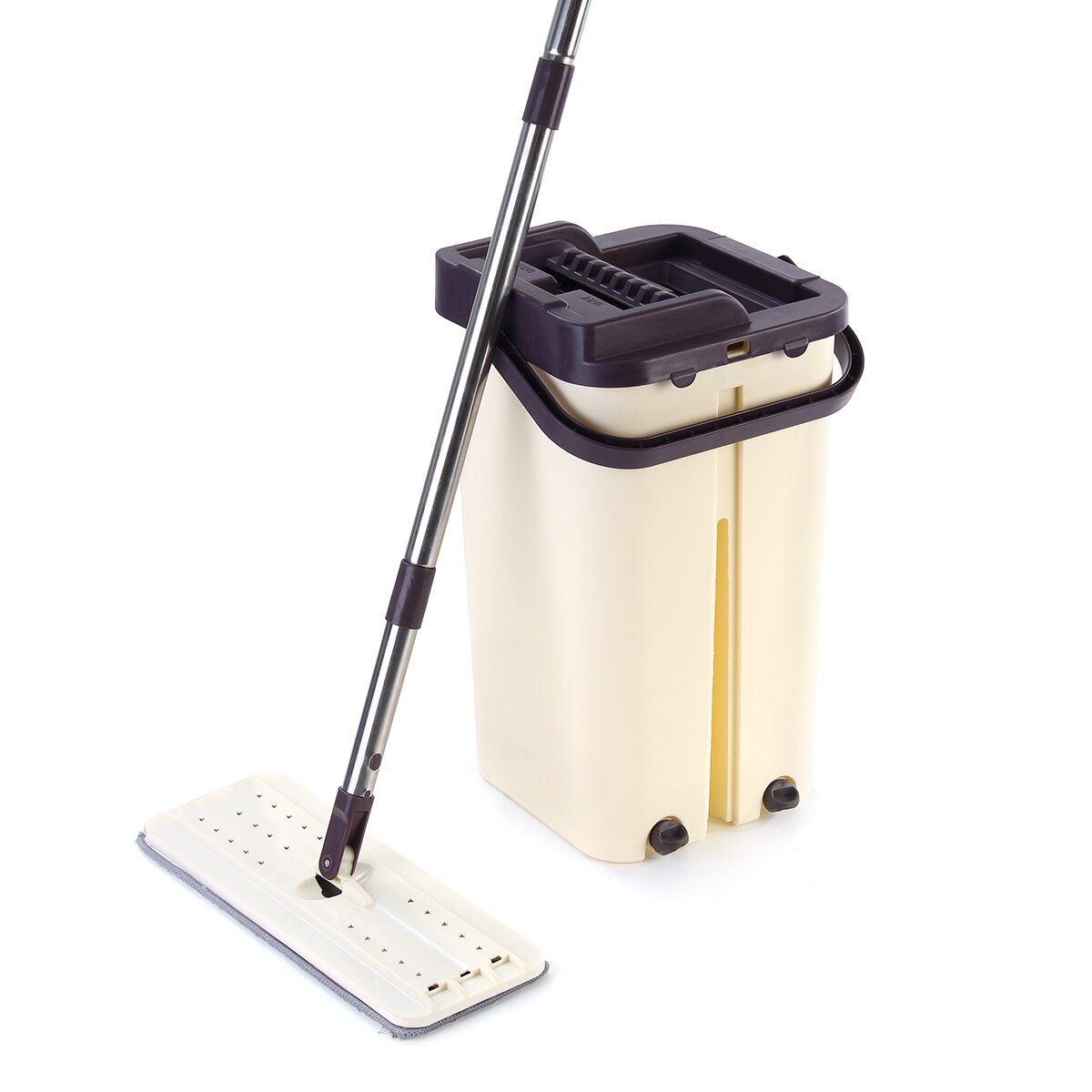 1Set Flache Squeeze Mop und Eimer Hand Freies Auswringen Boden Reinigung Mop 360 ° Roatation Automatische Spin Mopp Pads nass oder Trocken Nutzung: Default Title
