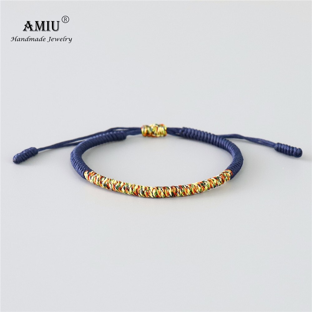 AMIU 6 Colors Tibetan Handmade Buddhist Lucky Bracelets &amp; Bangles For Women Men Rope Knots Amulet Tibet Braided Bracelet: 4