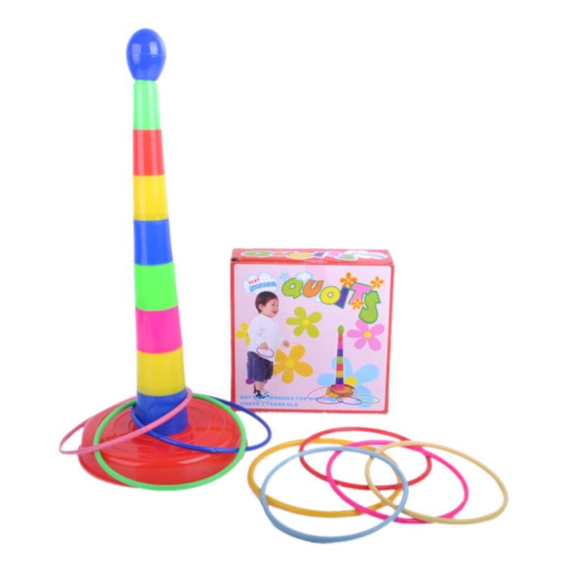 18" Colorful Plastic Sport Ring Toss Game Set for Kids