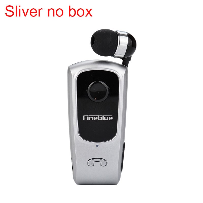 FineBlue F920 Retractable Wireless Bluetooth Earphones Handsfree Headset Stereo Headphone Clip Mic Phone Call Portable: Sliver no box