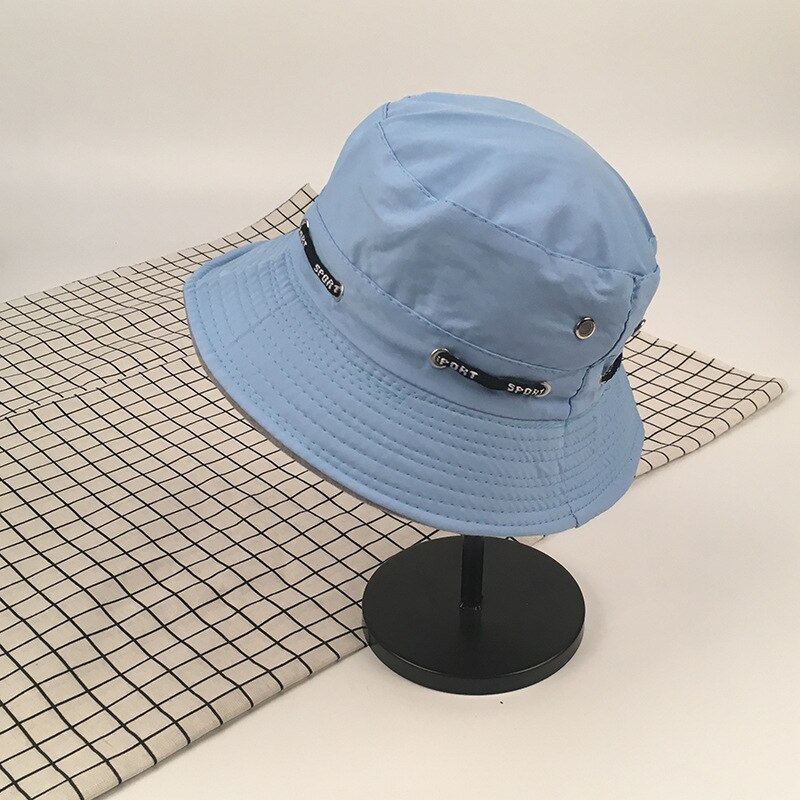 Fisherman Hat Female Spring and Summer Sun Protection UV Bucket Hat Wild Face-lift Drawstring Sun Hat Outside Sport Bucket Hat: sky blue