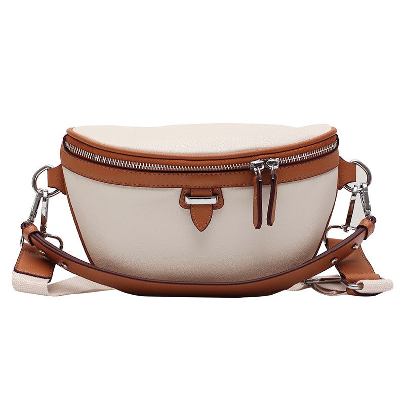 Casual Pu Lederen Taille Tassen Voor Vrouwen Rits Schouder Tas Dame Borst Crossbody Eenvoudige Modieuze Veelzijdige: brown