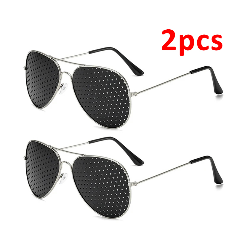Vision Care Wearable Corrective Glasses Improver Stenopeic Pinhole Pin Hole Glasses Anti-fatigue Eye Protection Oculos De Grau: Silver