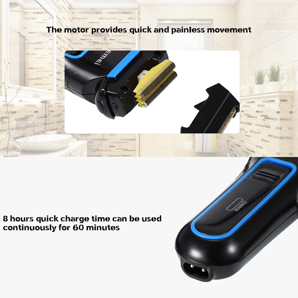 Rasoir électrique à Double lame, système de rasage alternatif, Rechargeable, , pour hommes, KM