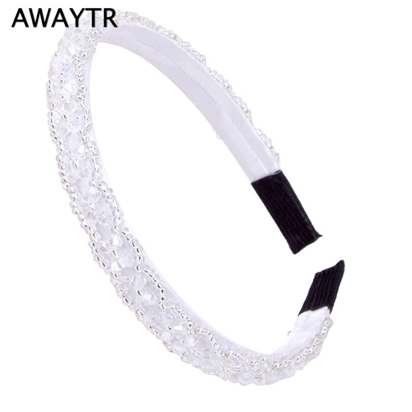 AWAYTR Trendy Kleurrijke Steentjes Elastische Haarband Haaraccessoires voor Vrouwen Party Vintag Crystal Hoofdband Tiara: white