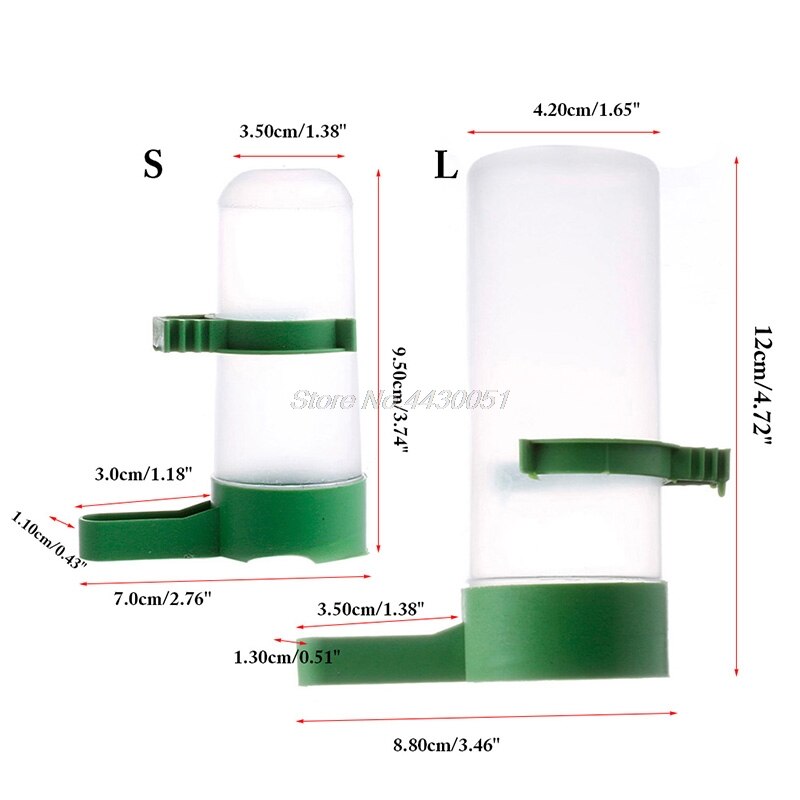 S/L Uccello Bevitore Cibo alimentatore Waterer per pappagallino Voliera Fringuelli Canarino anti Alghe