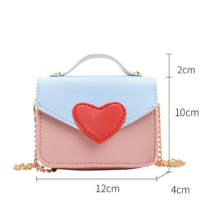 Baby freundlicher PU Leder Mädchen Herz-Förmigen Patchwork Geldbörse Nette freundlicher Platz Schulter Tasche Kontrast Crossbody-tasche